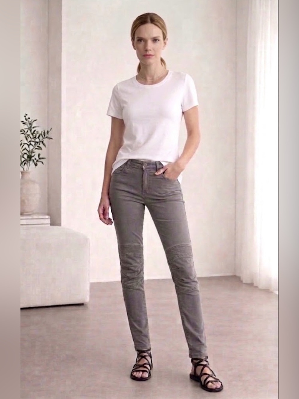 Nili Lotan Skinny Moto Jeans in Grey